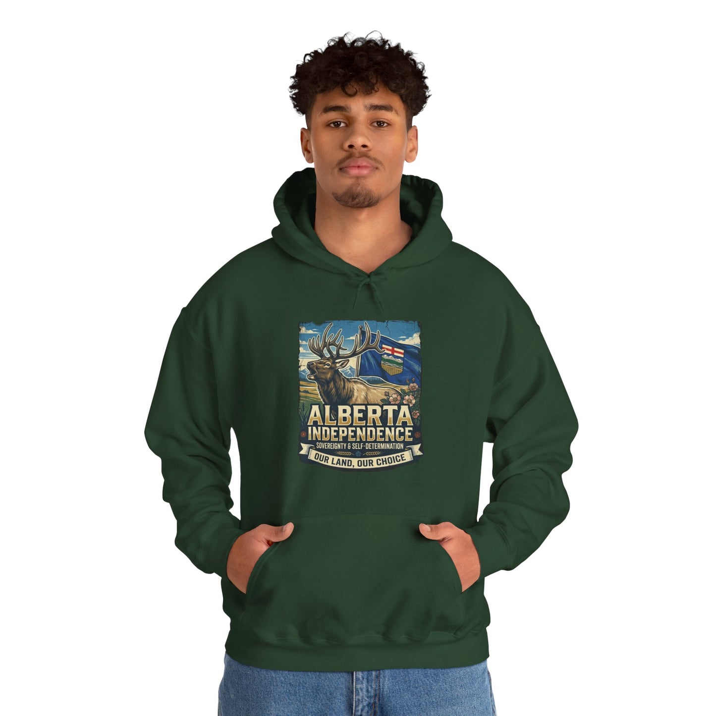 Alberta Independence Hoodie — Bull Elk & Flag