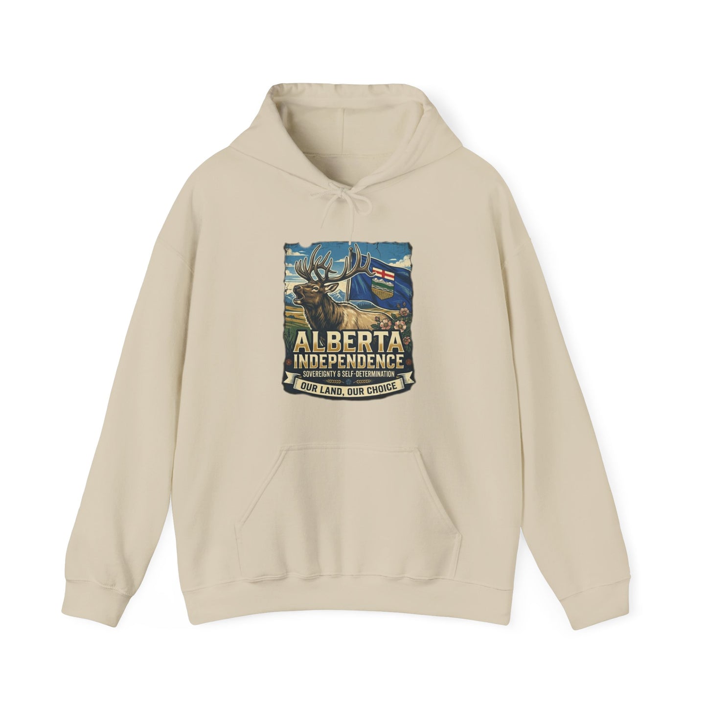 Alberta Independence Hoodie — Bull Elk & Flag