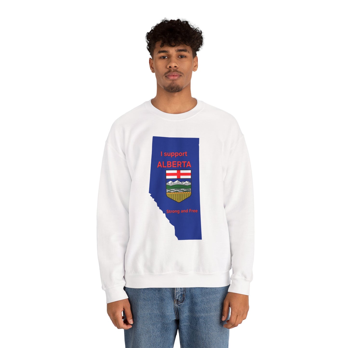 Alberta Support Crewneck Sweatshirt — I Support Alberta Crest Graphic
