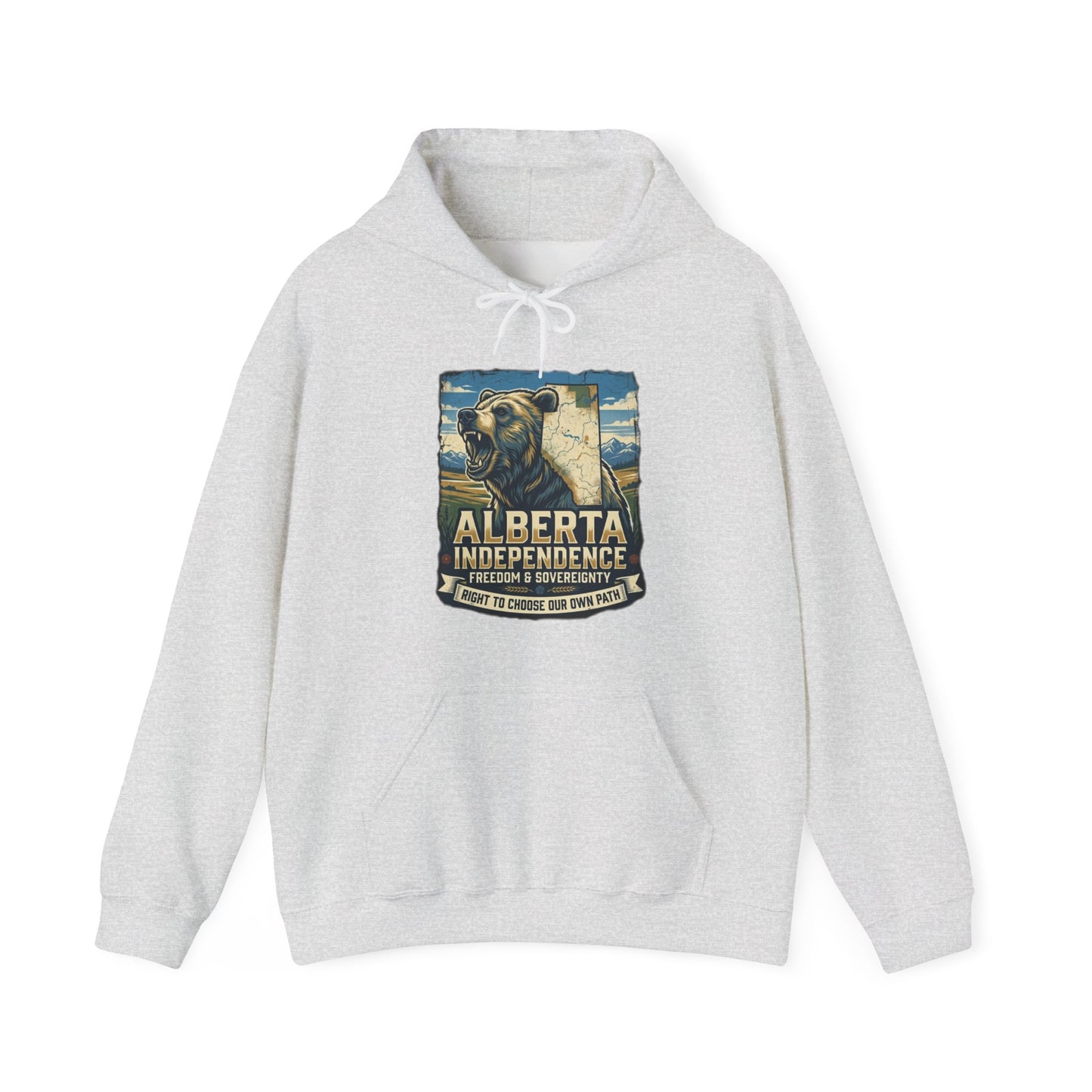 Alberta Grizzly Hoodie — Support Alberta Independence (Bear + Province Outline)