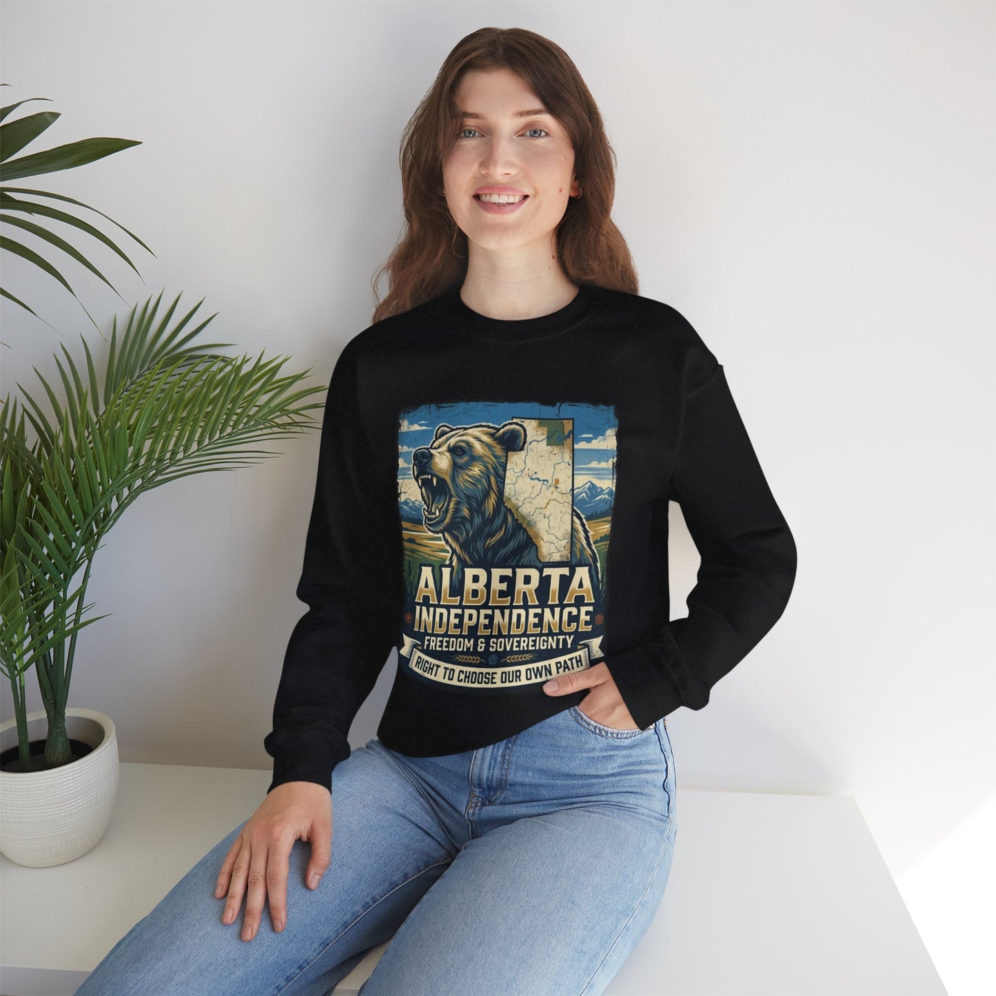 Alberta Independence Crewneck Sweatshirt — Grizzly Bear