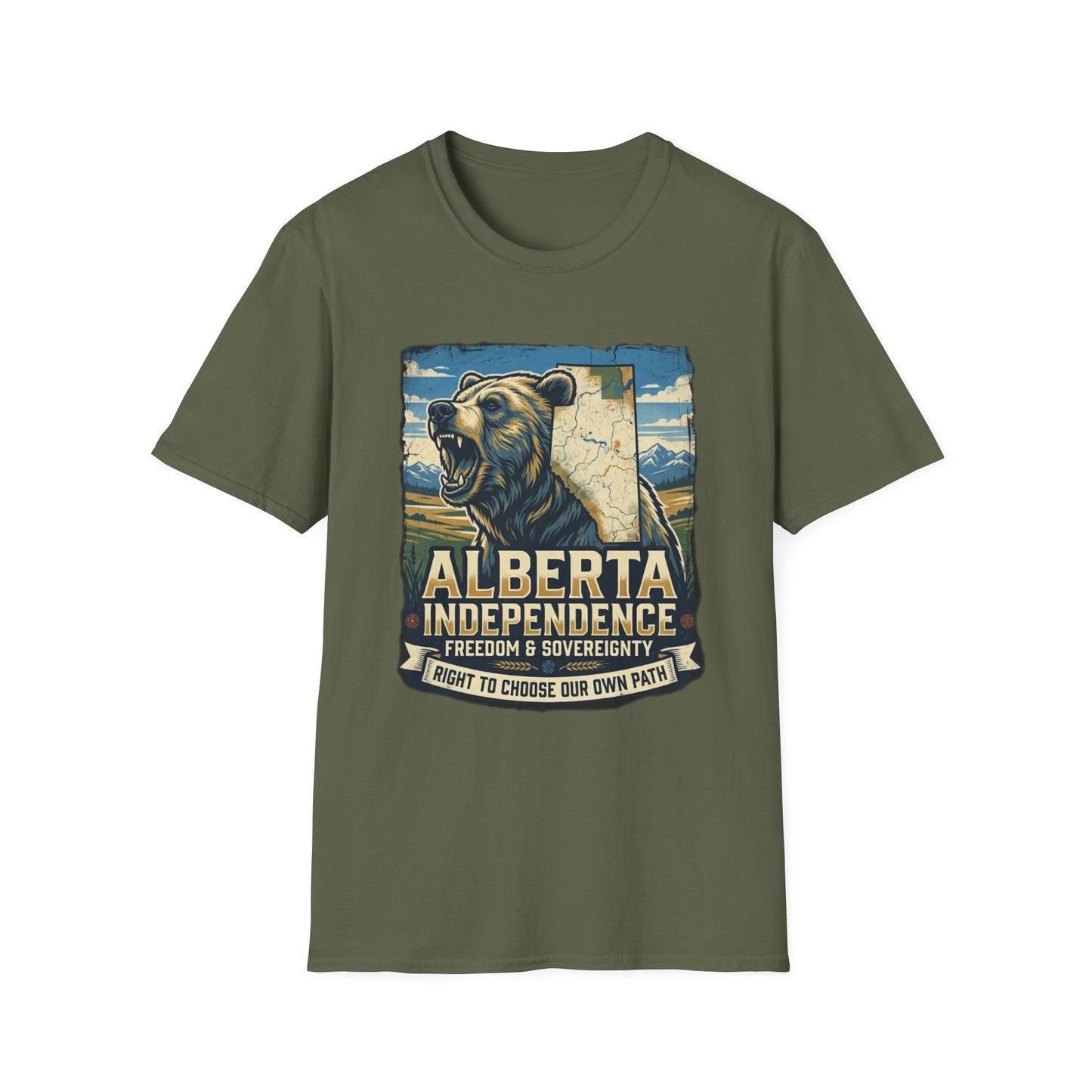 Alberta Independence Grizzly T-Shirt — Support Alberta with Provincial Outline