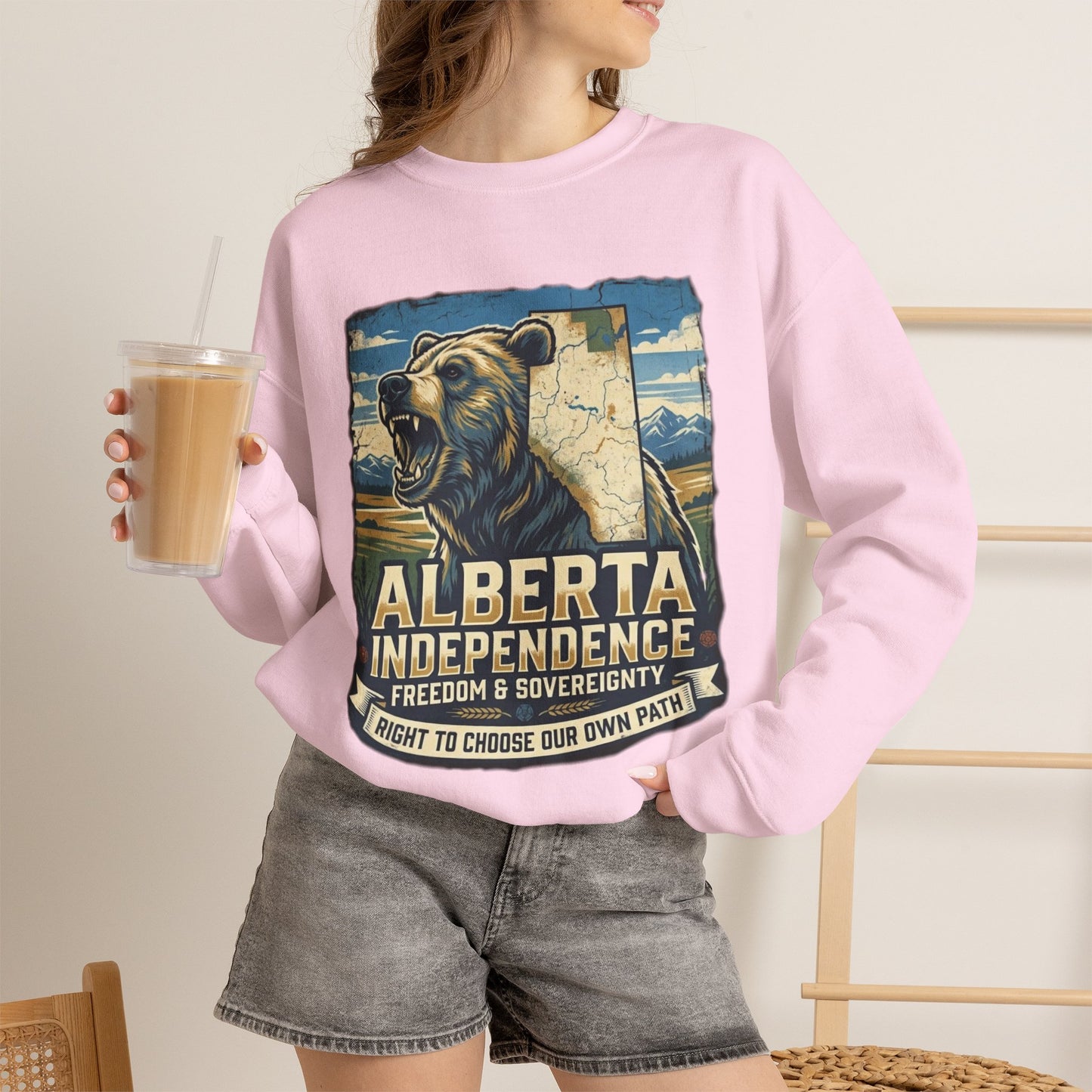 Alberta Independence Crewneck Sweatshirt — Grizzly Bear