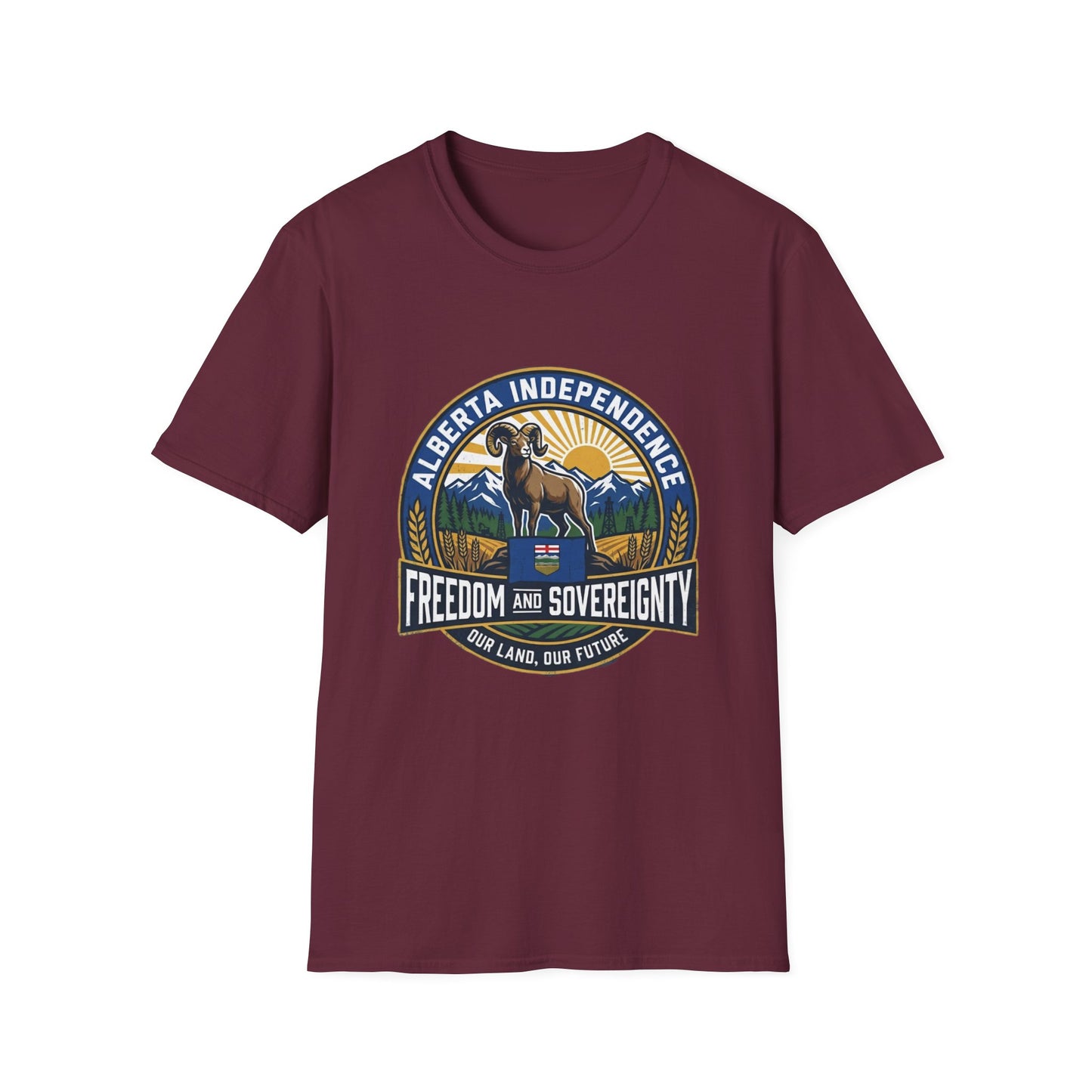 Alberta Independence Support T-Shirt — Rockies & Bighorn Sheep