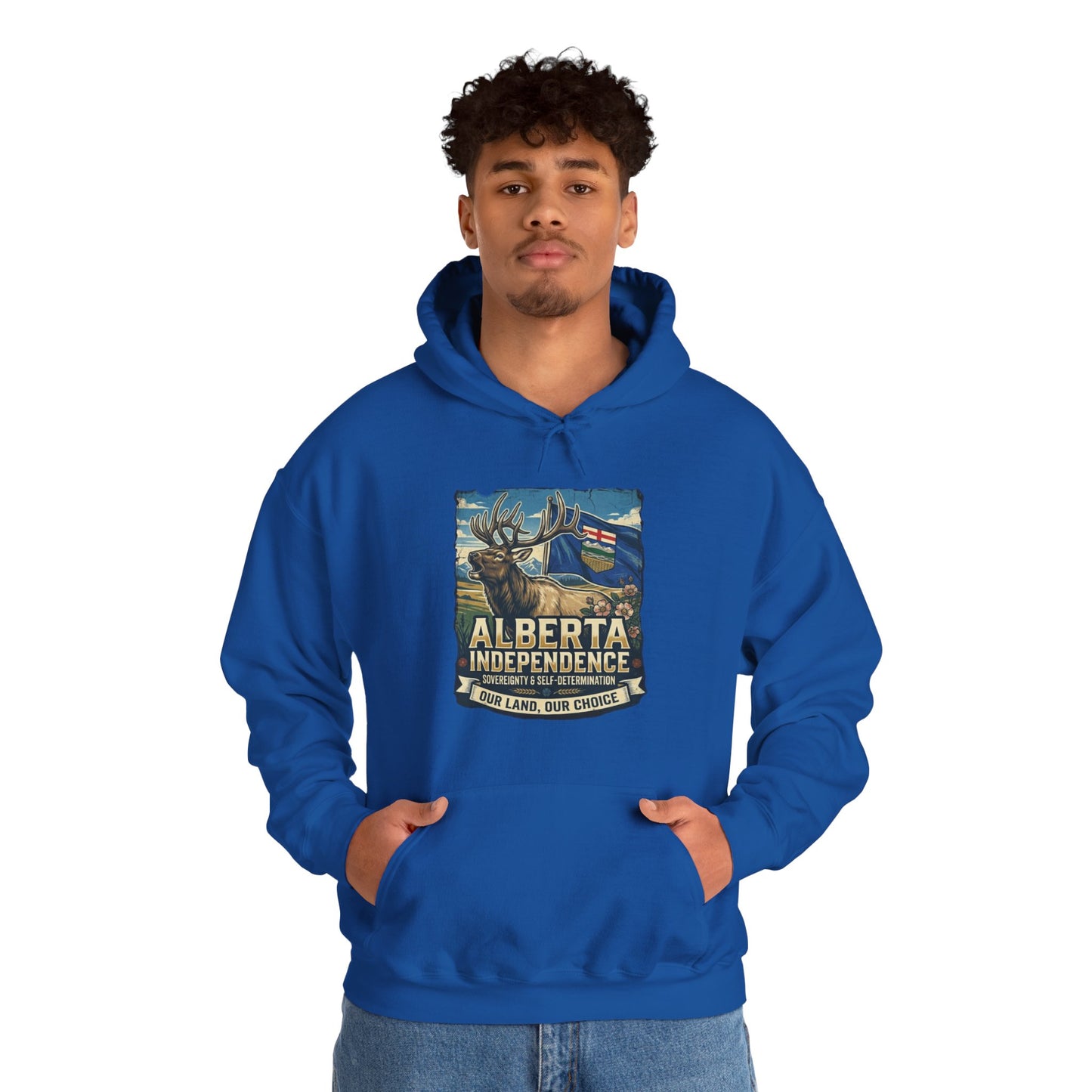 Alberta Independence Hoodie — Bull Elk & Flag