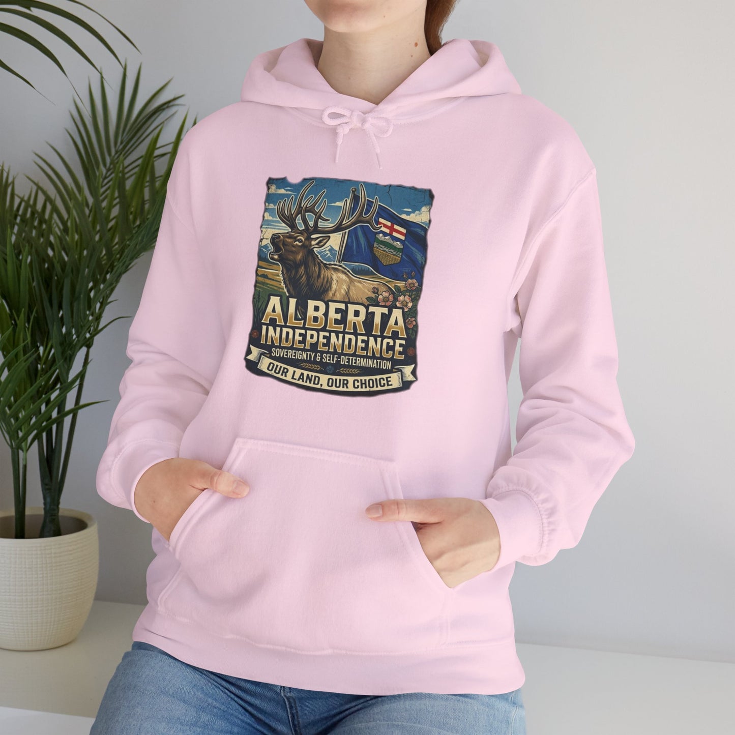 Alberta Independence Hoodie — Bull Elk & Flag