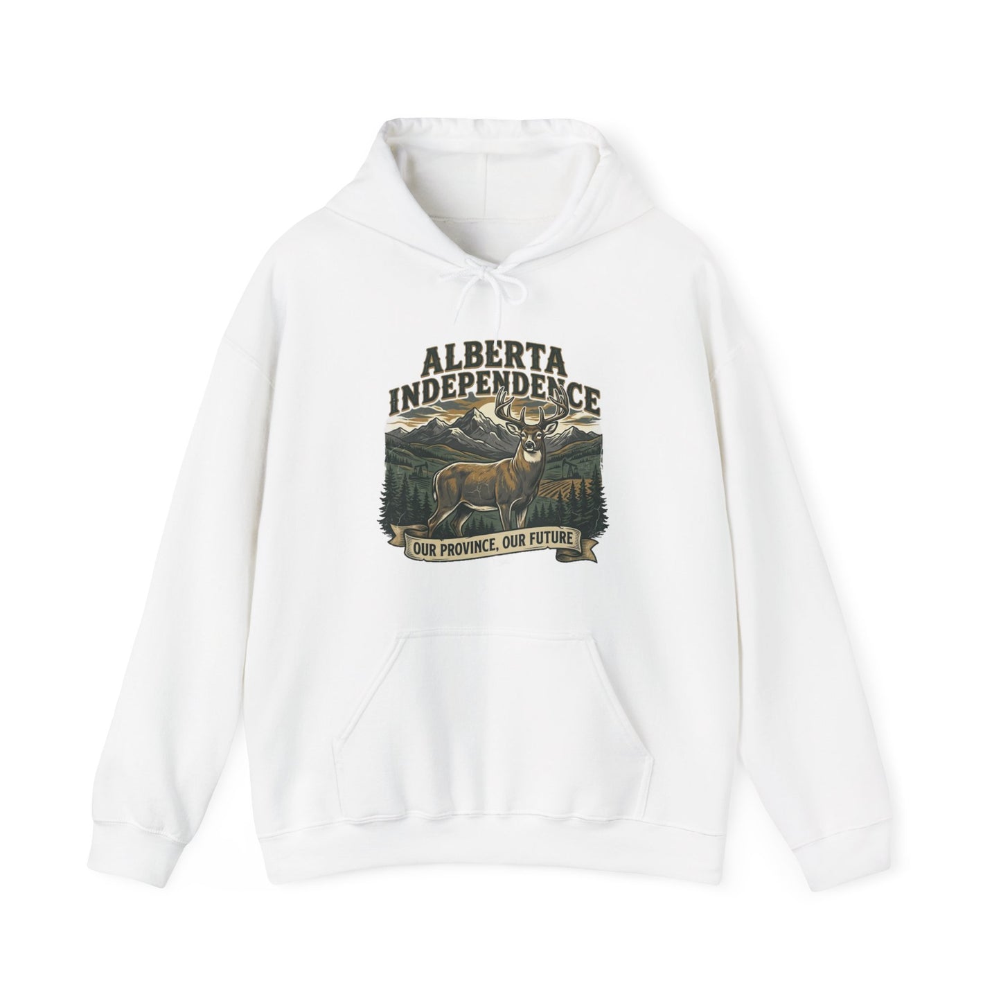 Alberta Independence Buck Hoodie — Whitetail Deer Graphic