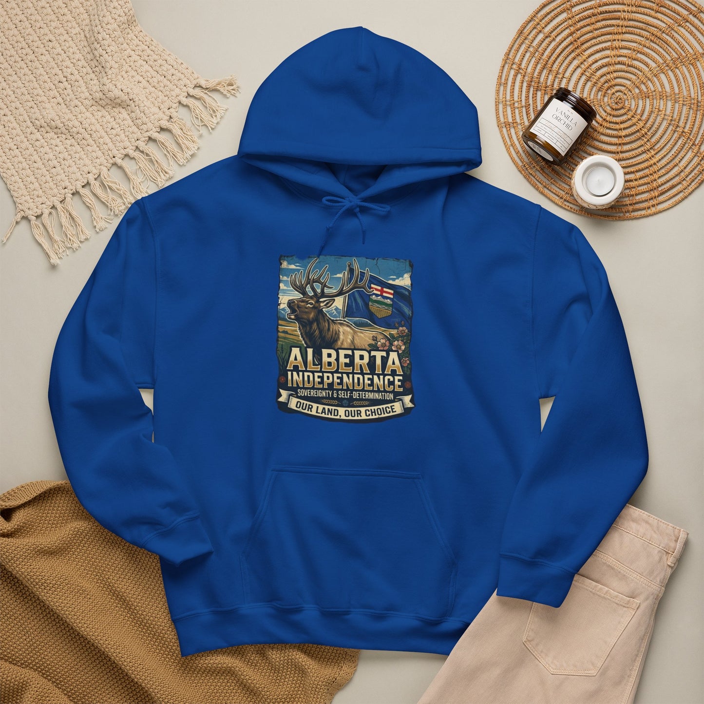 Alberta Independence Hoodie — Bull Elk & Flag
