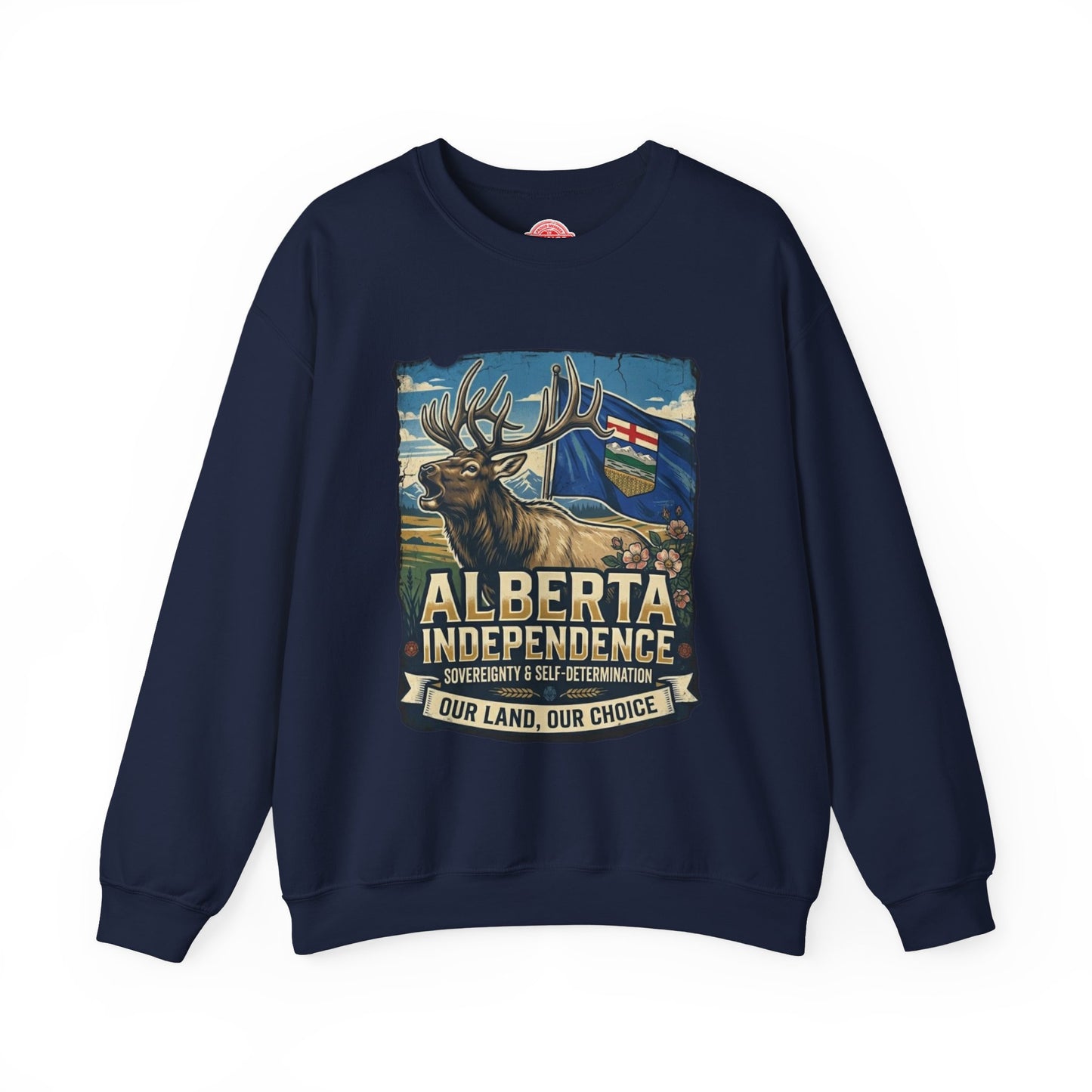 Alberta Independence Sweatshirt — Alberta Flag & Bull Elk