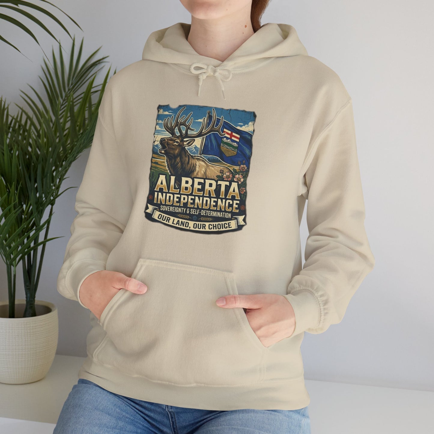 Alberta Independence Hoodie — Bull Elk & Flag