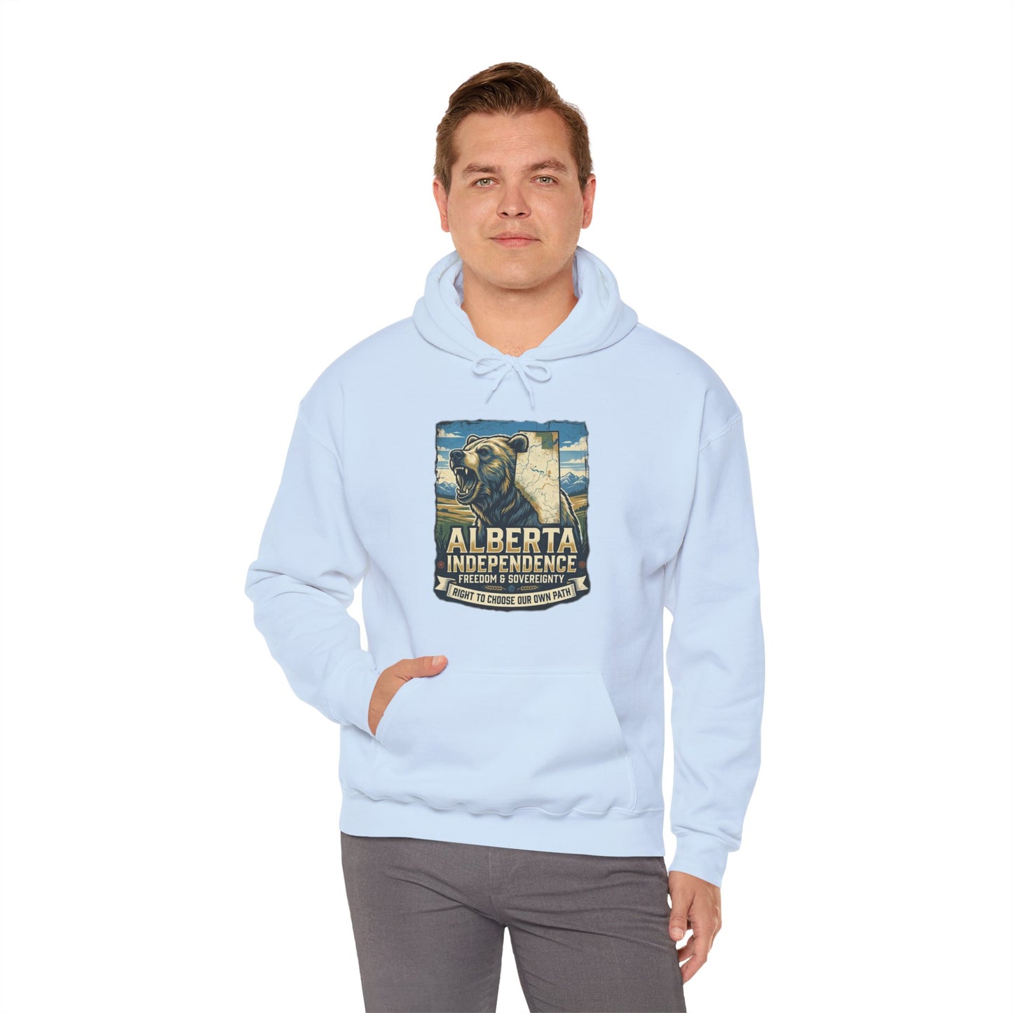 Alberta Grizzly Hoodie — Support Alberta Independence (Bear + Province Outline)