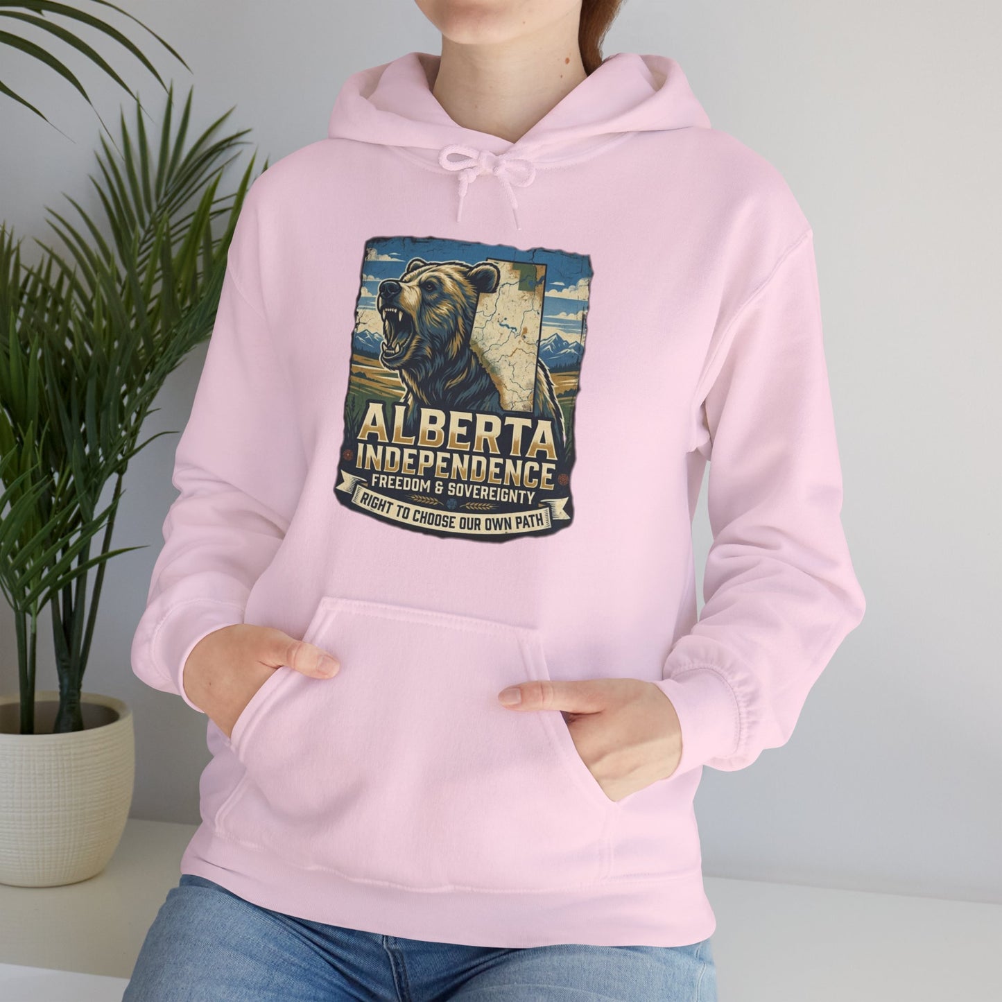 Alberta Grizzly Hoodie — Support Alberta Independence (Bear + Province Outline)