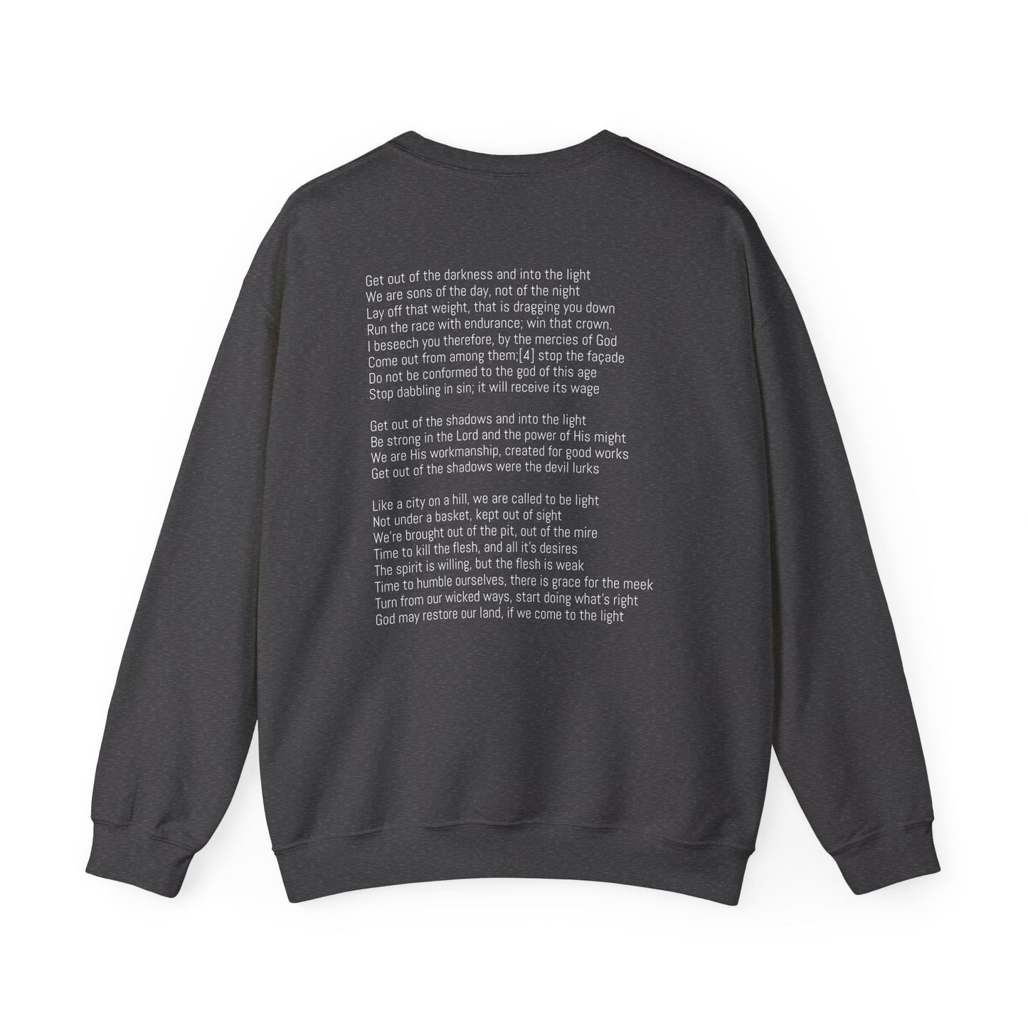 Sweatshirt with 'Come to the Light' Lyrics and Album Cover