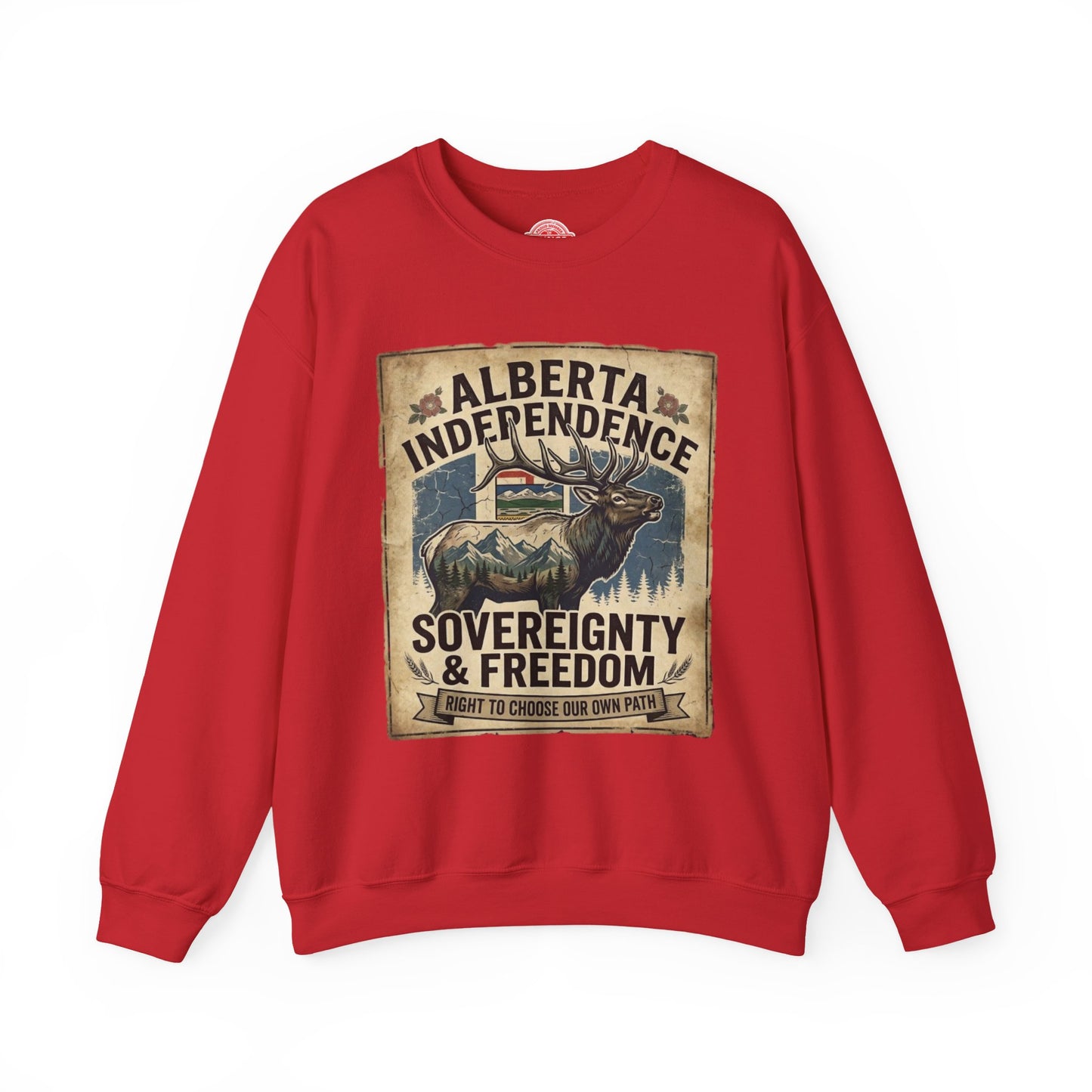 Alberta Independence Elk Sweatshirt — Alberta Flag & Bull Elk Design