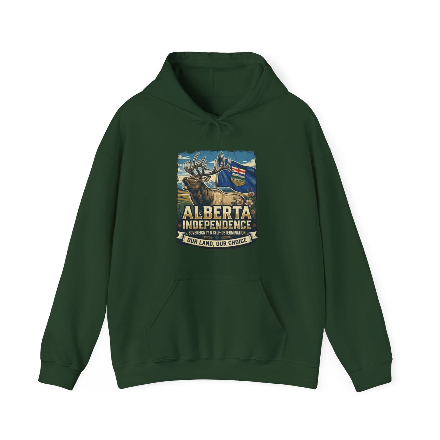 Alberta Independence Hoodie — Bull Elk & Flag