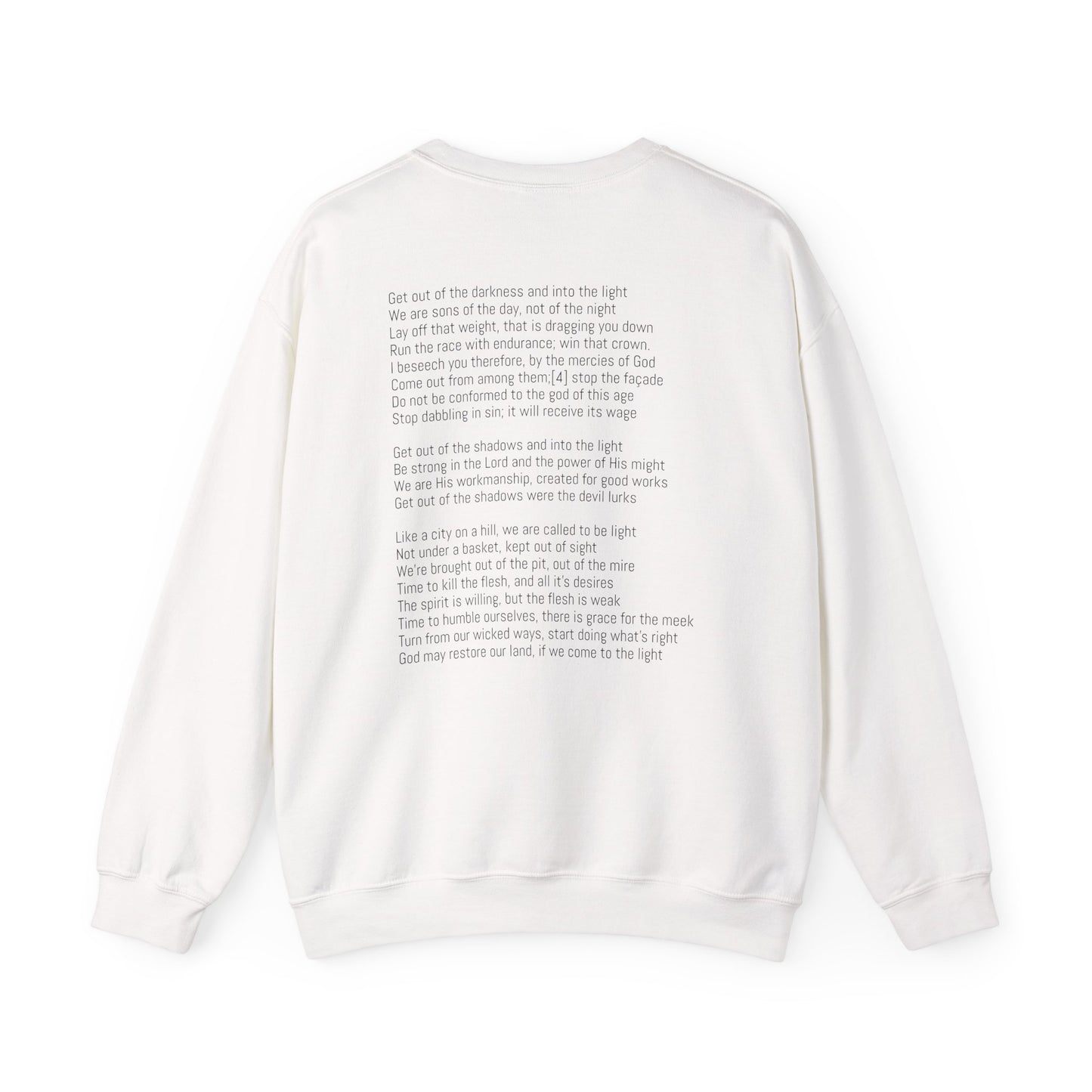 Sweatshirt with 'Come to the Light' Lyrics and Album Cover