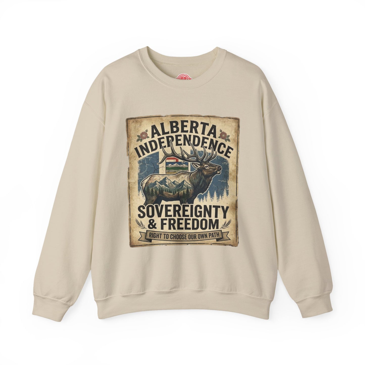 Alberta Independence Elk Sweatshirt — Alberta Flag & Bull Elk Design