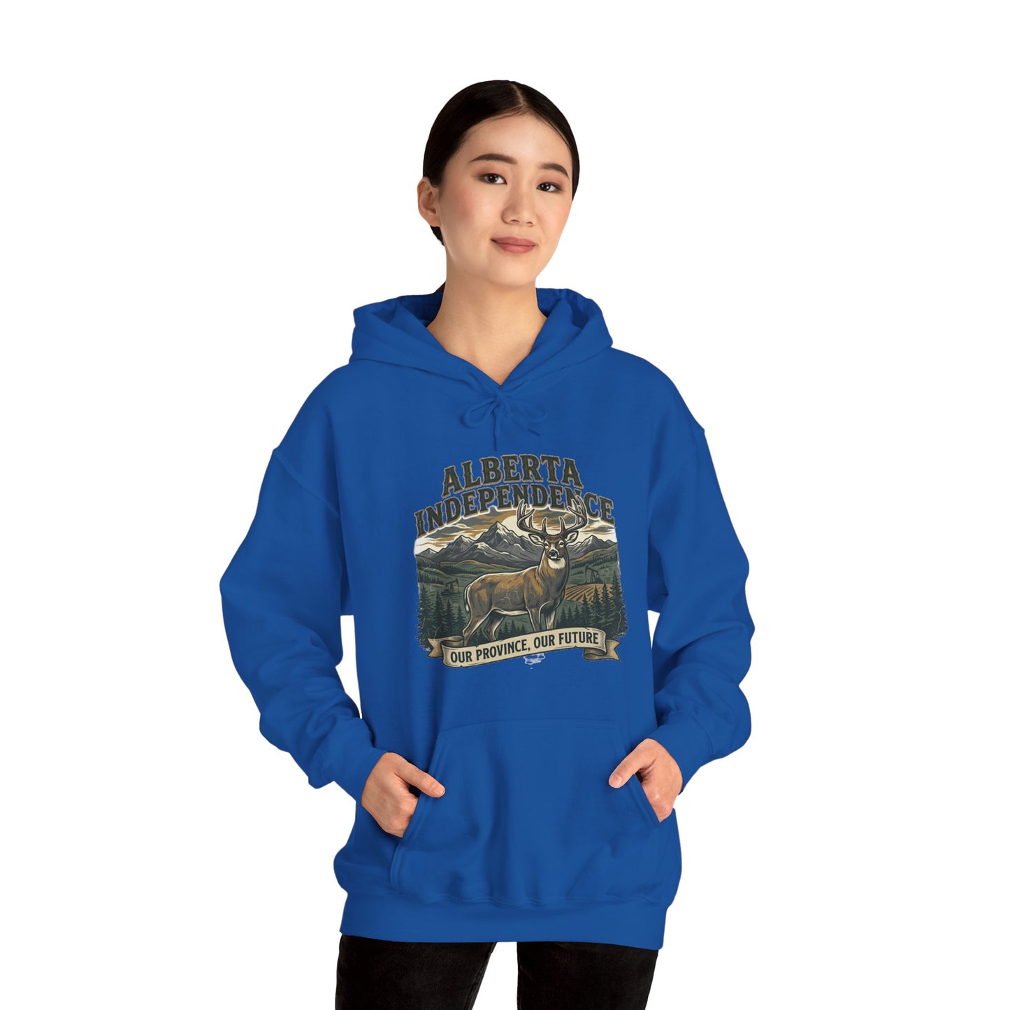 Alberta Independence Buck Hoodie — Whitetail Deer Graphic