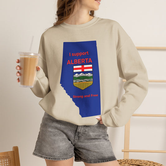 Alberta Support Crewneck Sweatshirt — I Support Alberta Crest Graphic