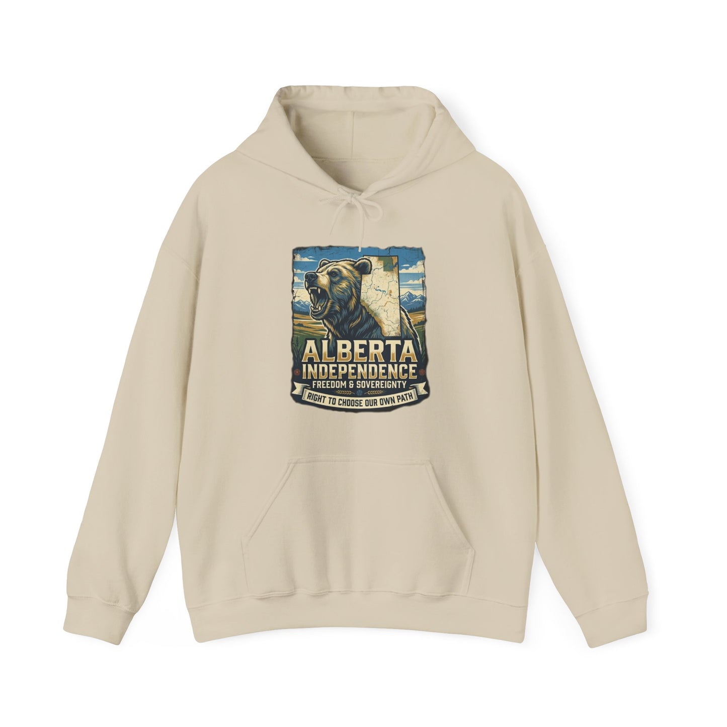 Alberta Grizzly Hoodie — Support Alberta Independence (Bear + Province Outline)