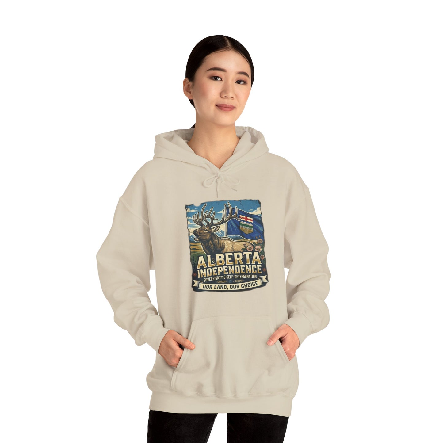 Alberta Independence Hoodie — Bull Elk & Flag