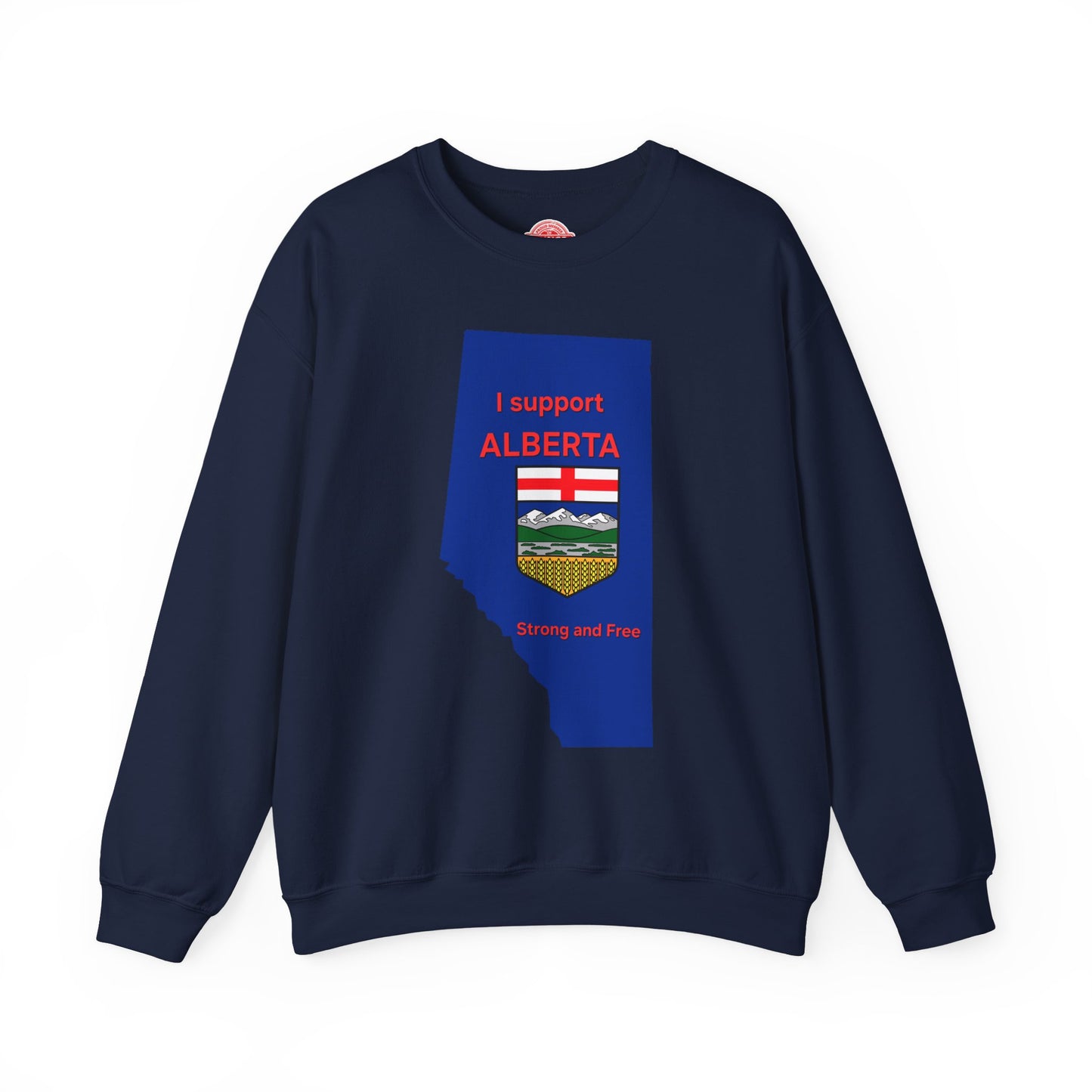 Alberta Support Crewneck Sweatshirt — I Support Alberta Crest Graphic