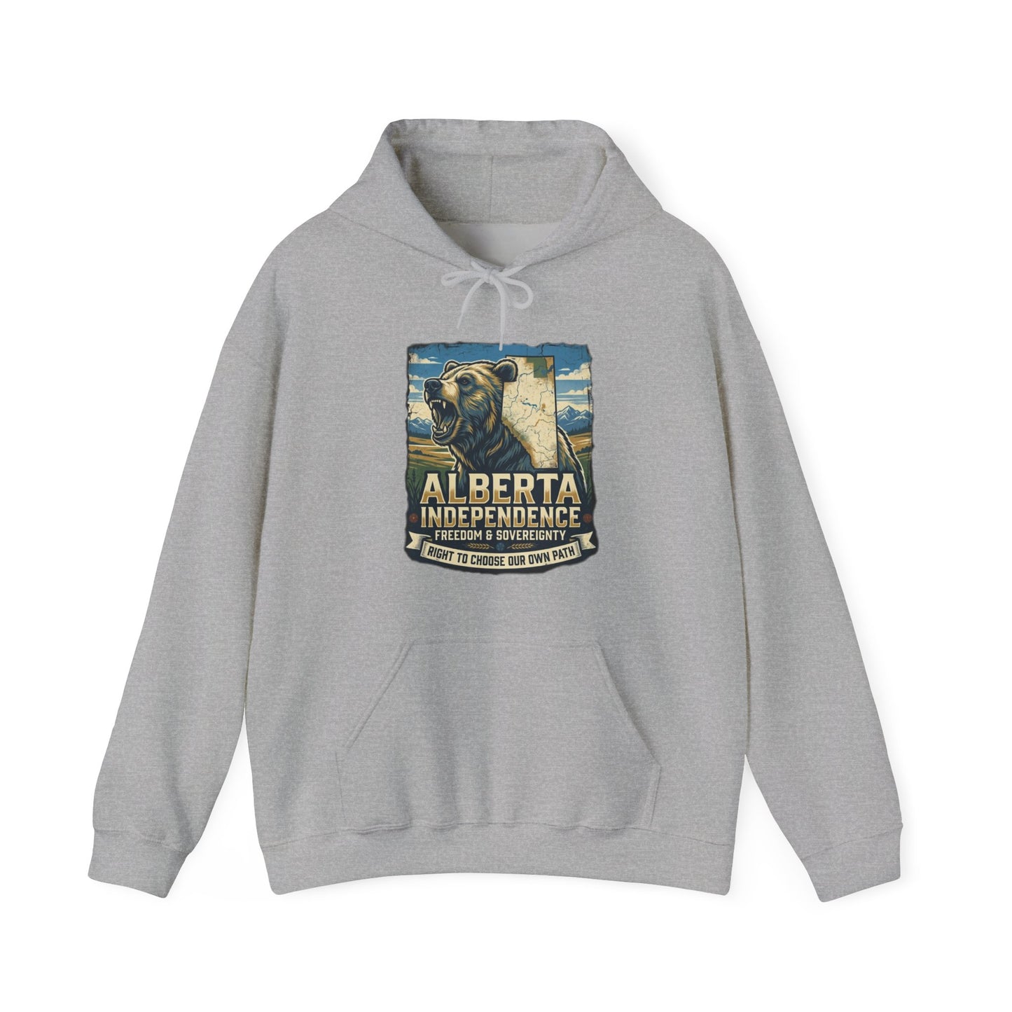 Alberta Grizzly Hoodie — Support Alberta Independence (Bear + Province Outline)