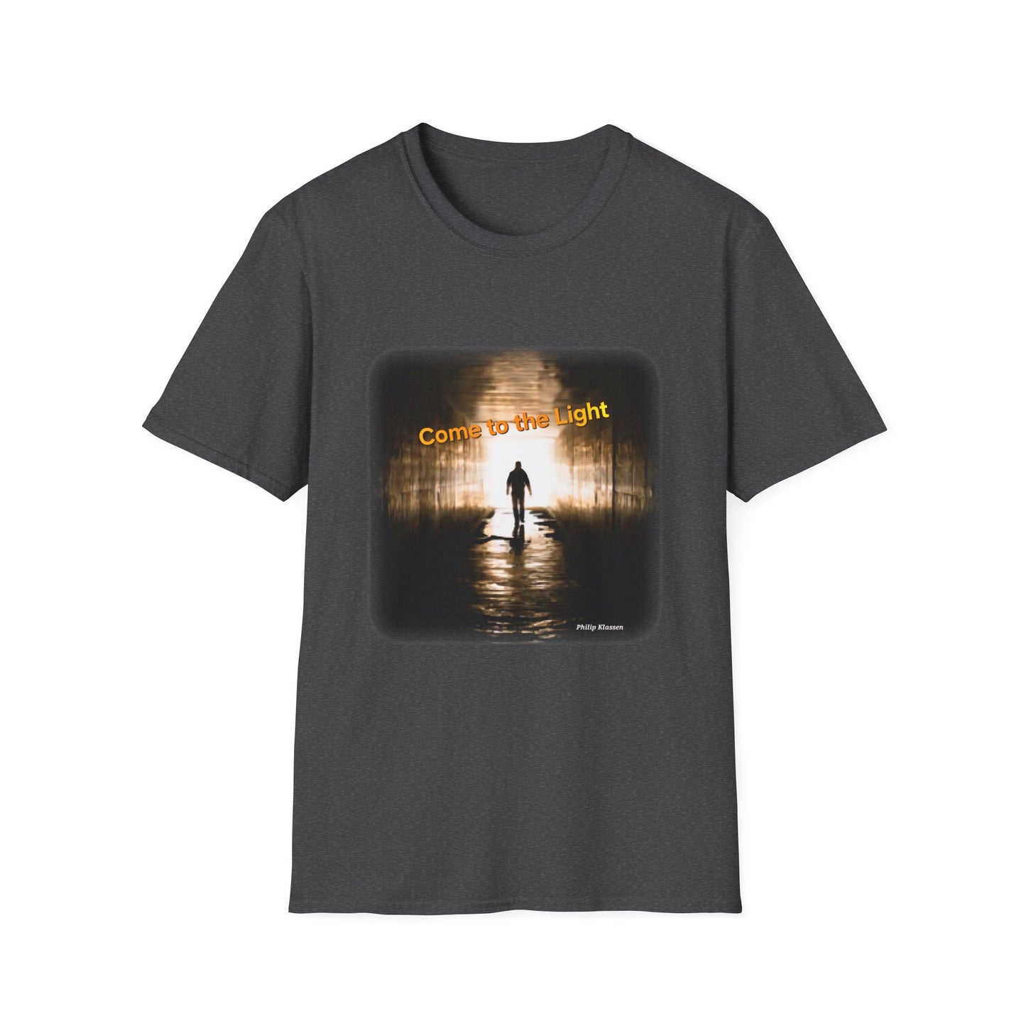 Music T-Shirt with 'Come to the Light' Lyrics and Album Cover Design