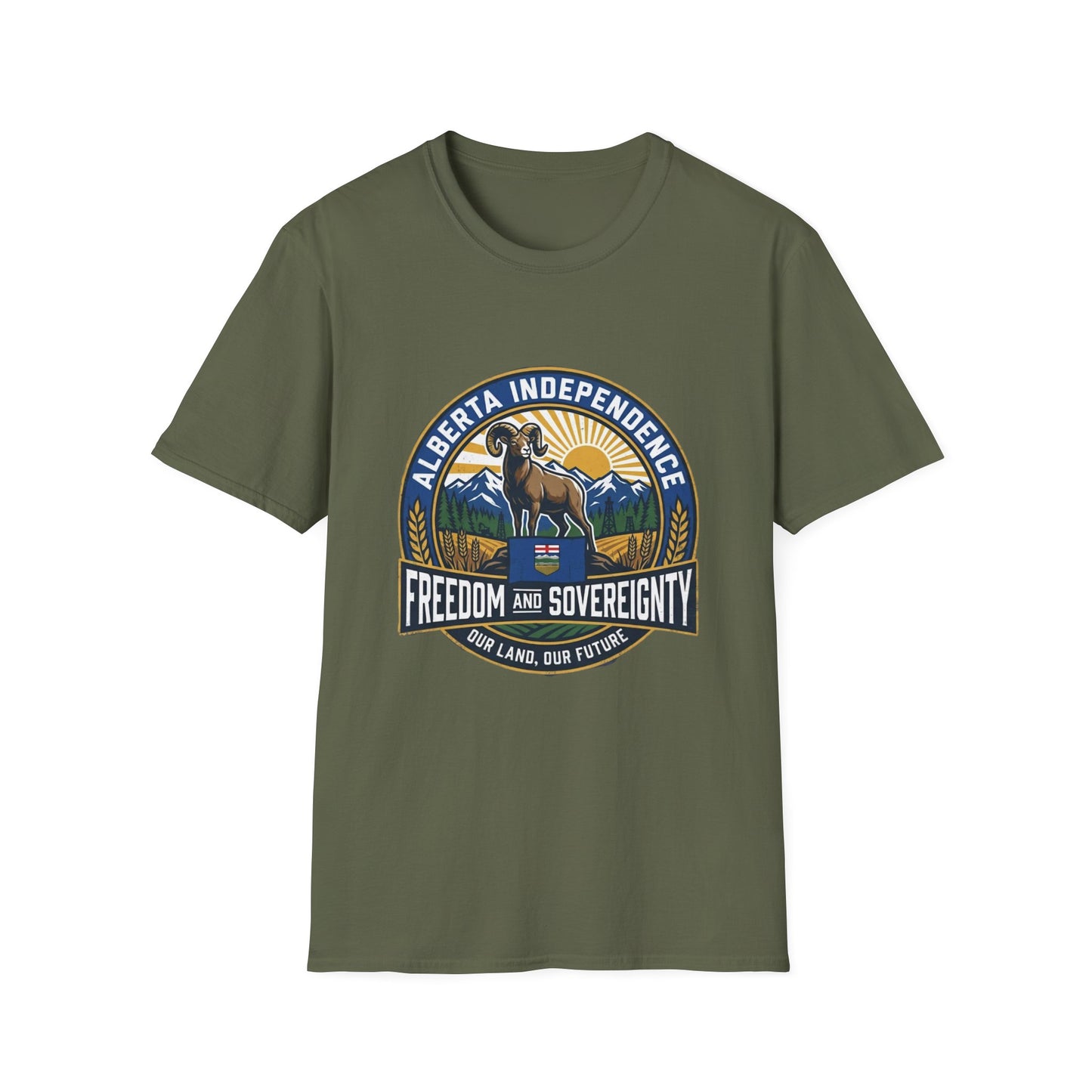 Alberta Independence Support T-Shirt — Rockies & Bighorn Sheep