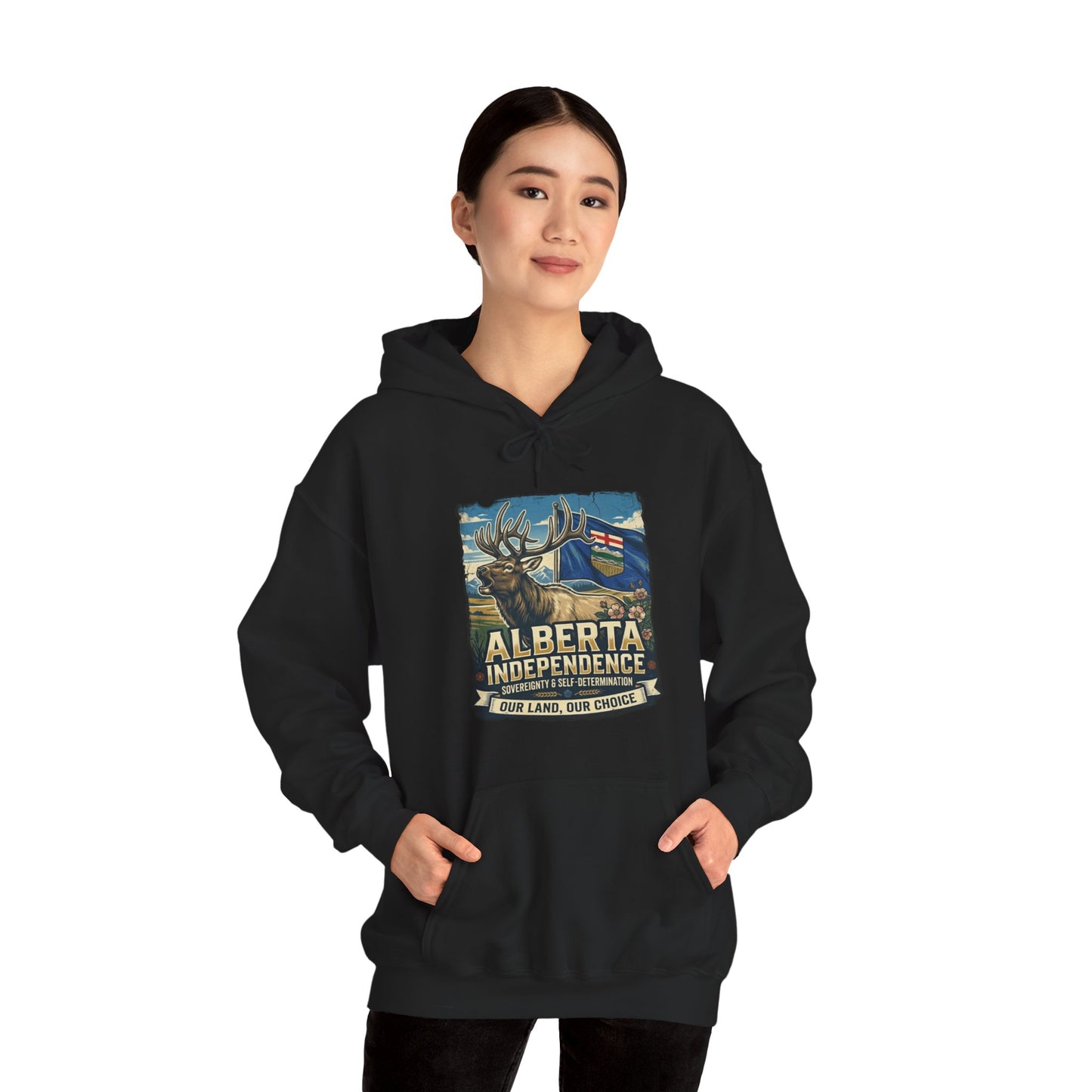 Alberta Independence Hoodie — Bull Elk & Flag