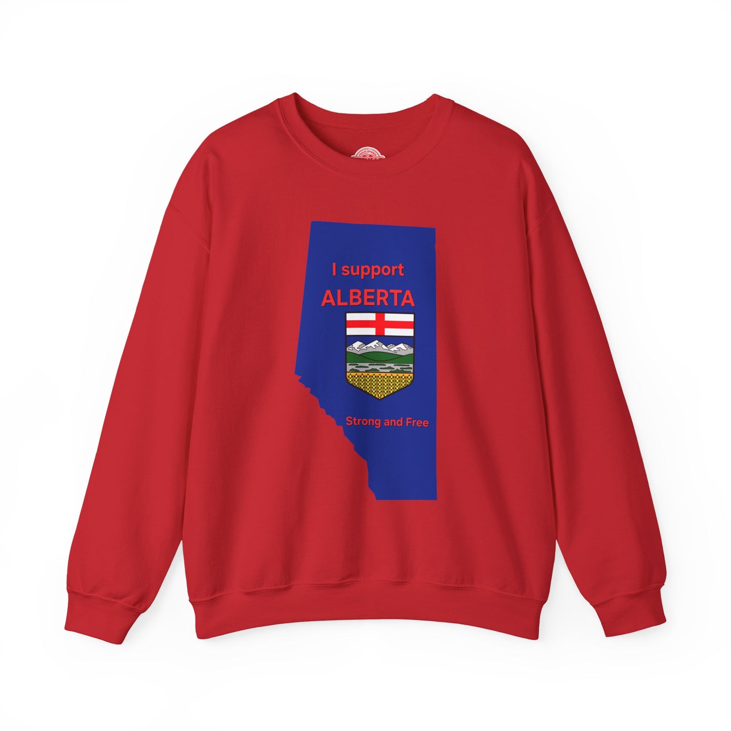 Alberta Support Crewneck Sweatshirt — I Support Alberta Crest Graphic