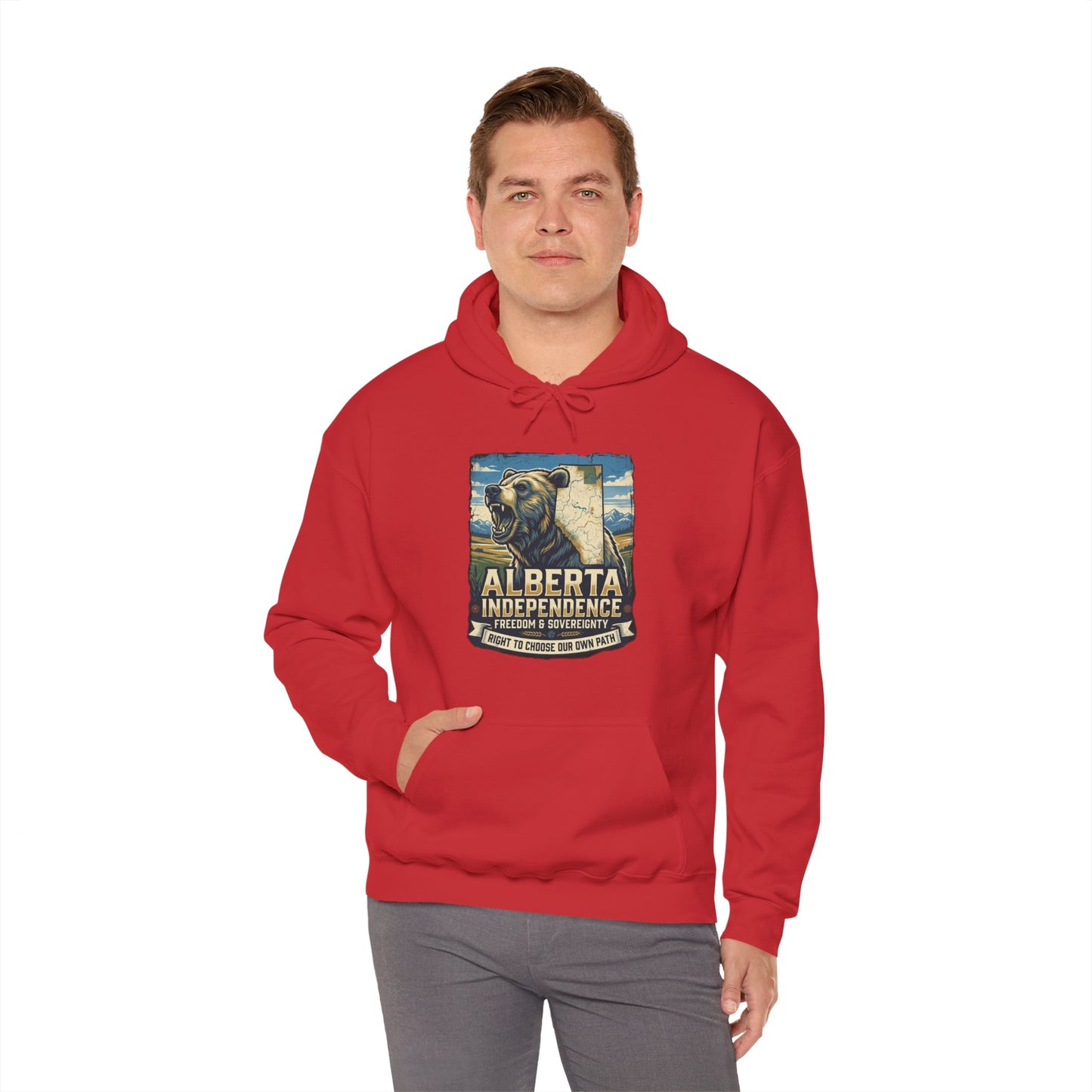 Alberta Grizzly Hoodie — Support Alberta Independence (Bear + Province Outline)