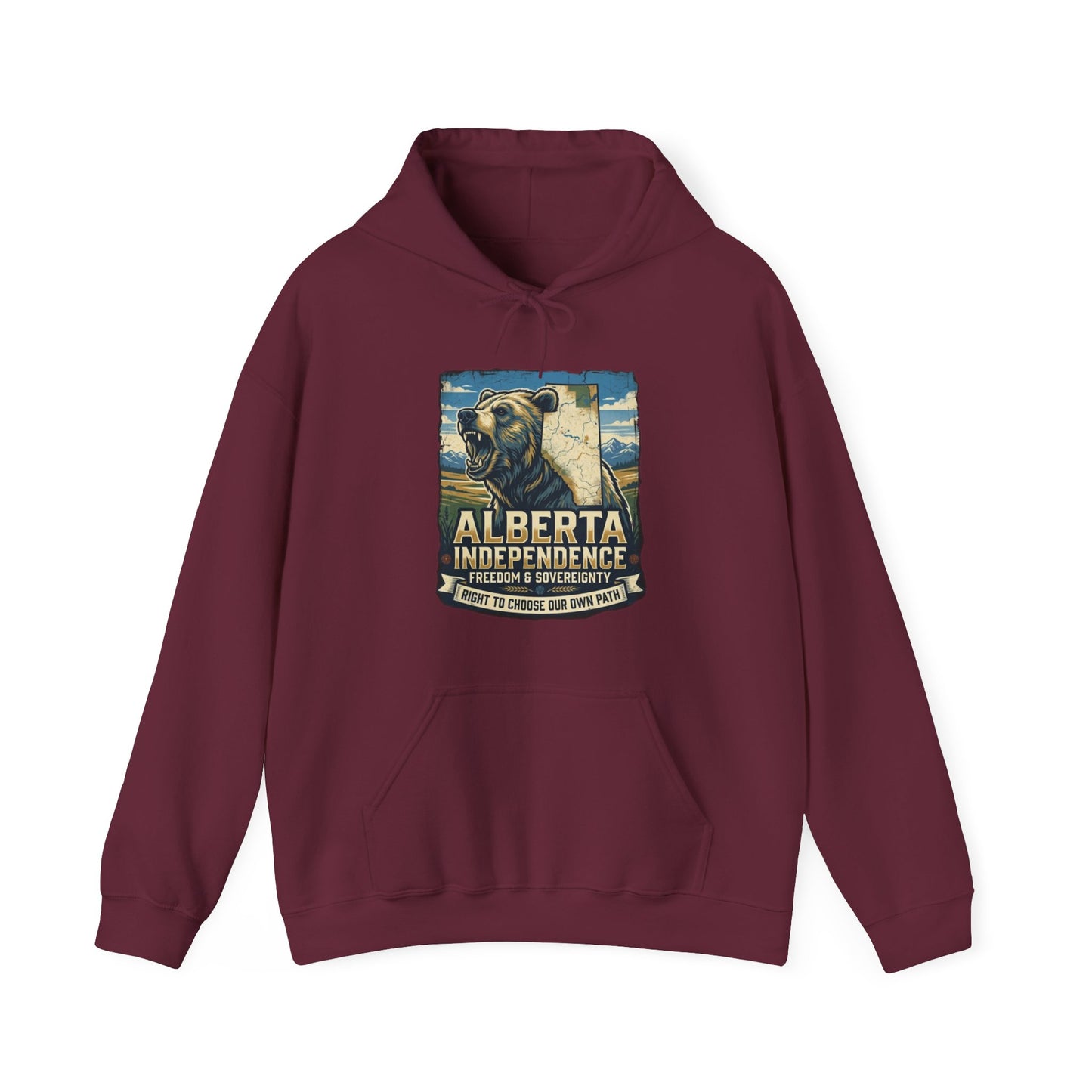 Alberta Grizzly Hoodie — Support Alberta Independence (Bear + Province Outline)