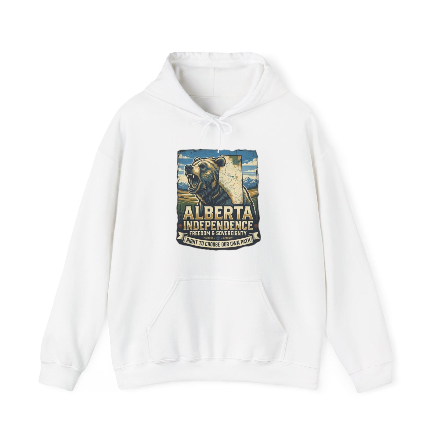 Alberta Grizzly Hoodie — Support Alberta Independence (Bear + Province Outline)