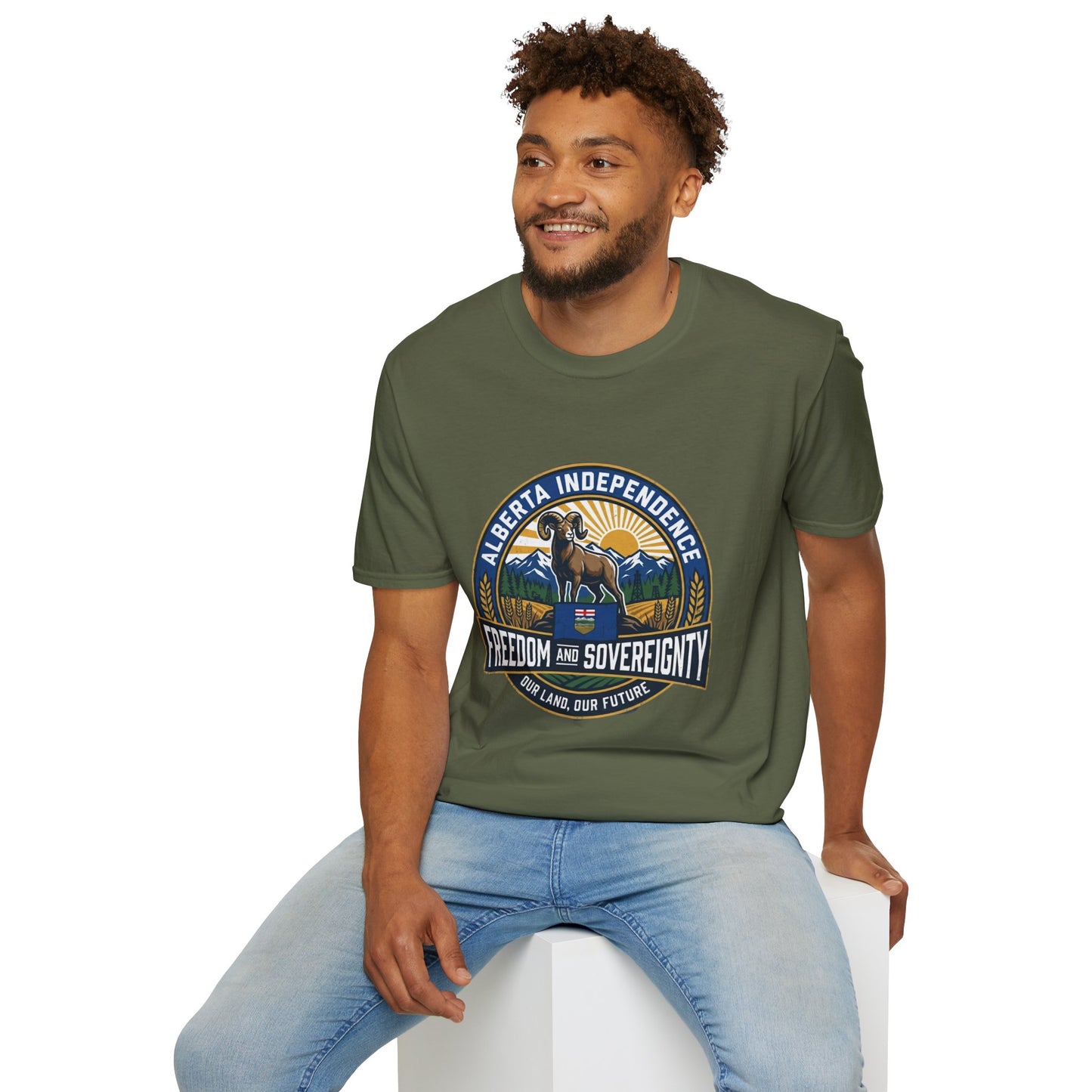 Alberta Independence Support T-Shirt — Rockies & Bighorn Sheep
