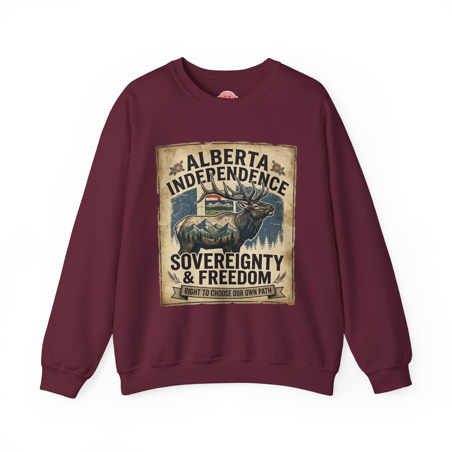 Alberta Independence Elk Sweatshirt — Alberta Flag & Bull Elk Design