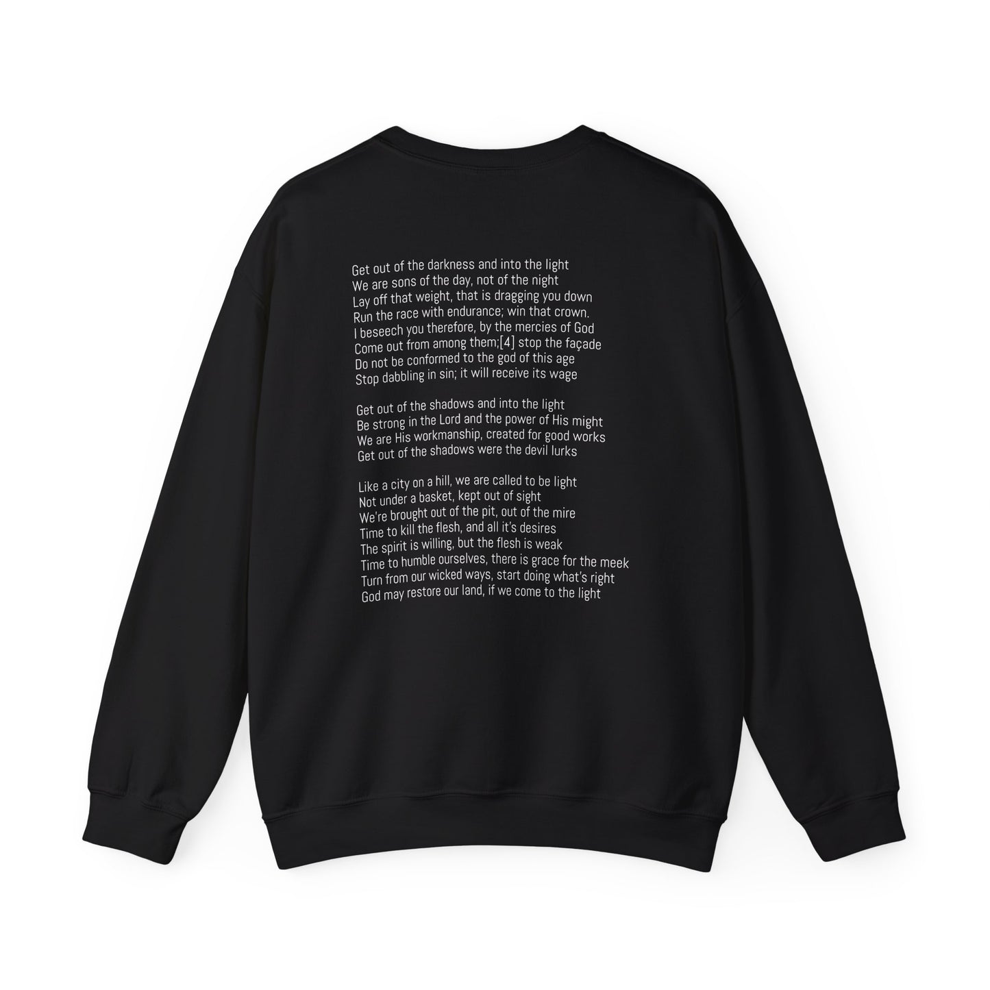 Sweatshirt with 'Come to the Light' Lyrics and Album Cover