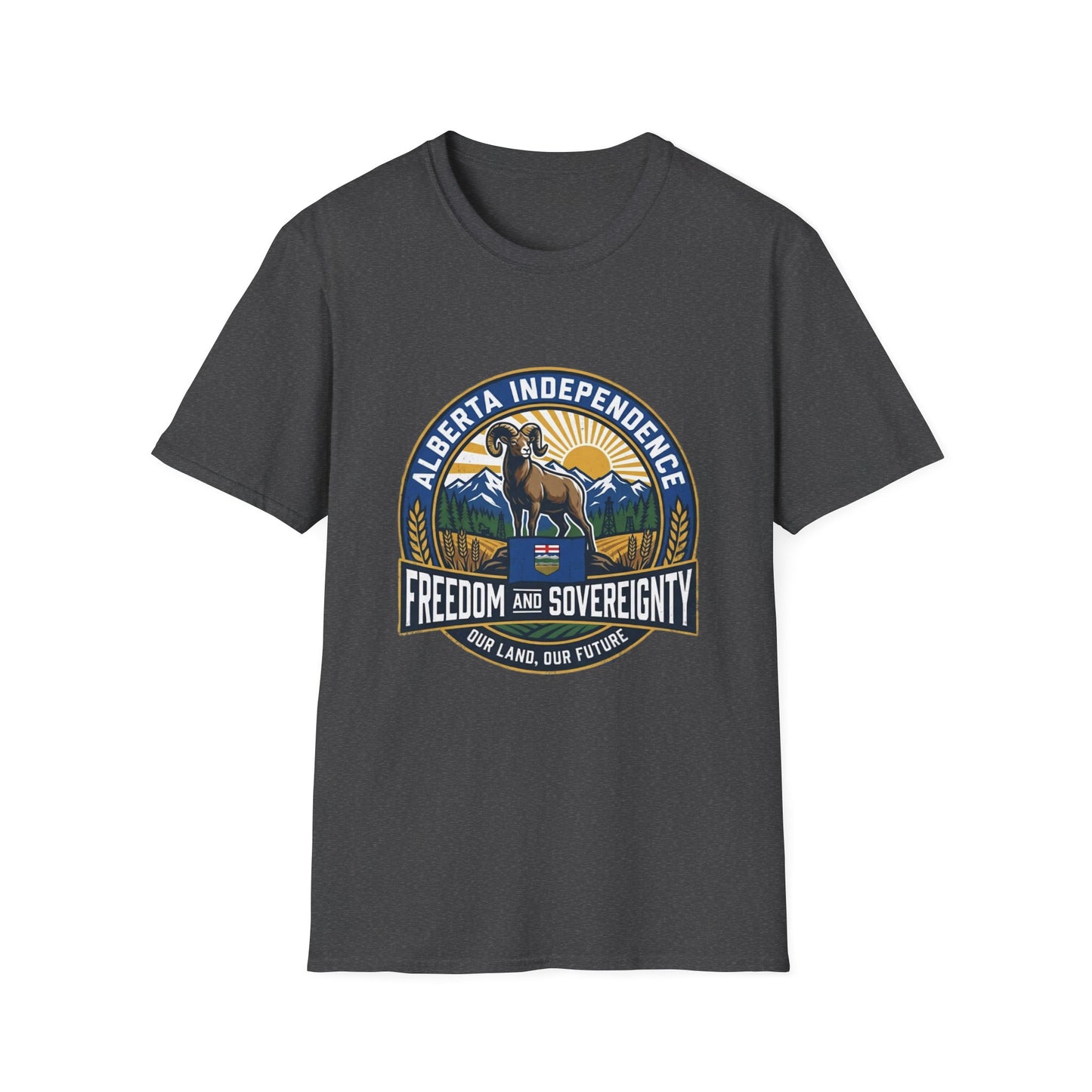 Alberta Independence Support T-Shirt — Rockies & Bighorn Sheep