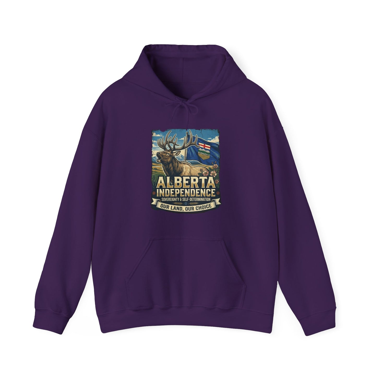 Alberta Independence Hoodie — Bull Elk & Flag