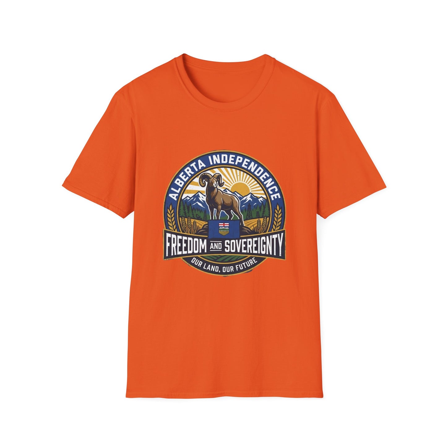 Alberta Independence Support T-Shirt — Rockies & Bighorn Sheep