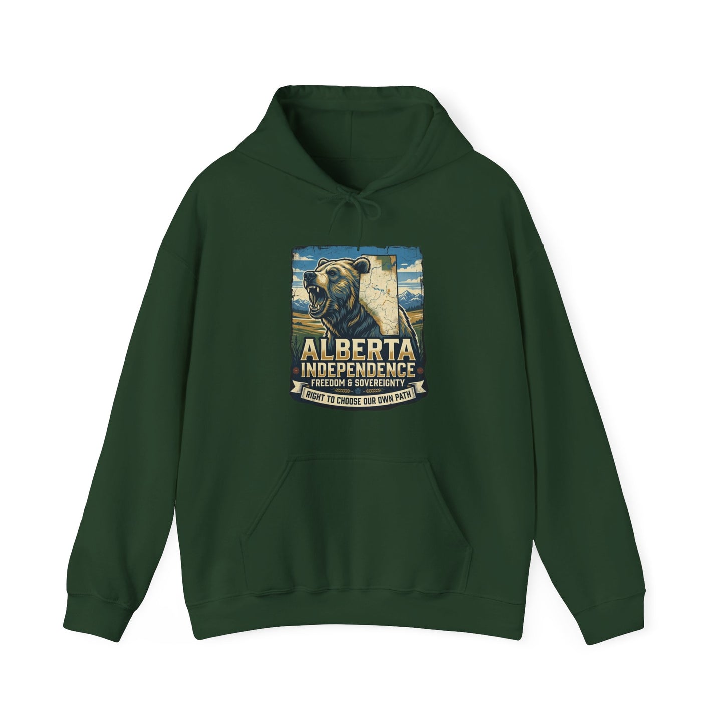 Alberta Grizzly Hoodie — Support Alberta Independence (Bear + Province Outline)